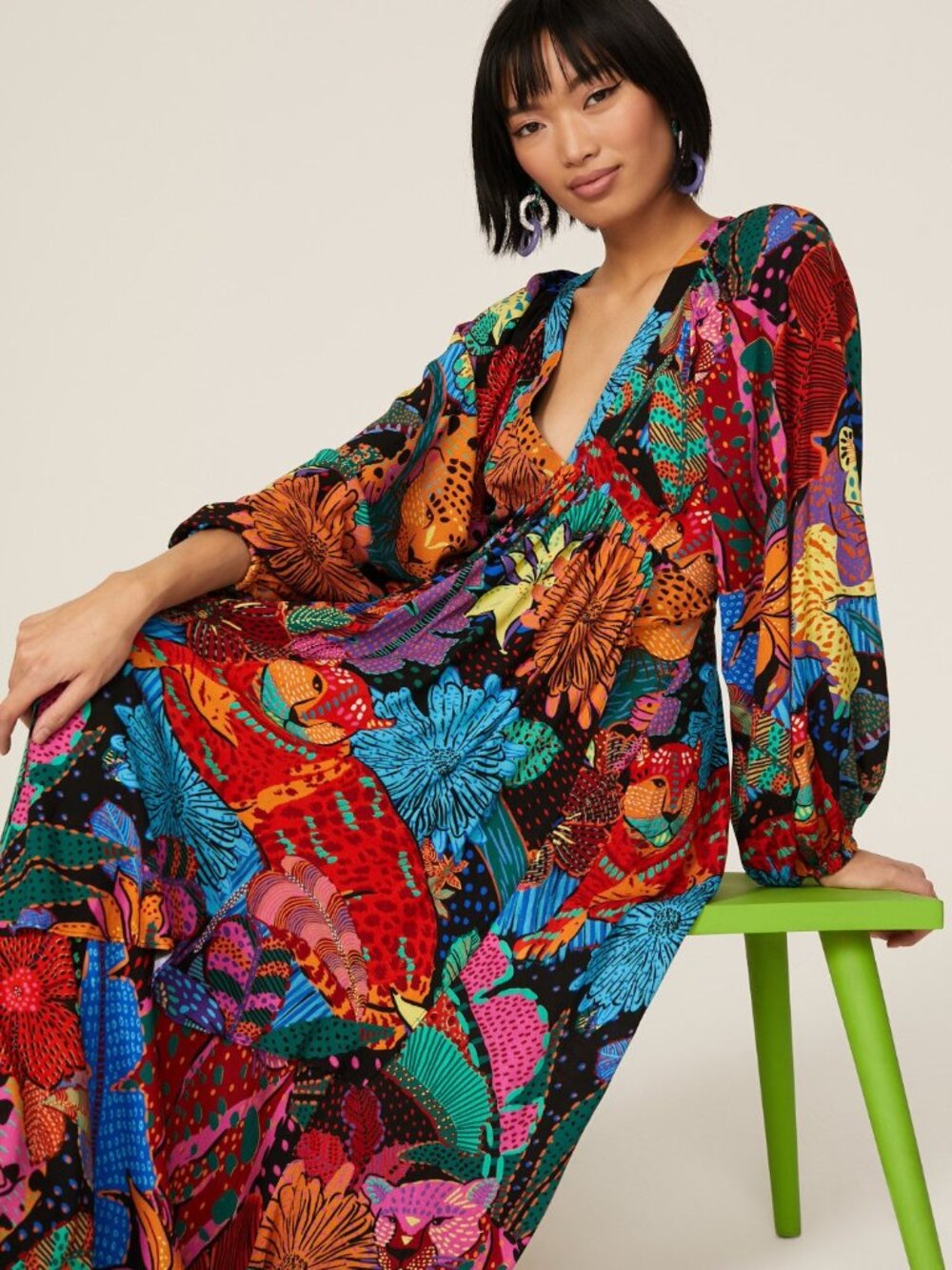 NWT Farm Rio Bobo Tropical Cool Leopards Maxi Dress Size Small Cutout Back $245 - Picture 4 of 14